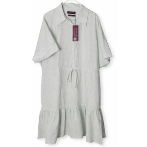 Adore me women plus size 1xl shift dress organic cotton midi pale green stripe